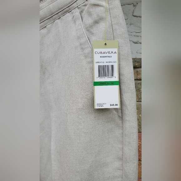 Cubavera Straight Leg Linen Blend Pant Lightweight Off White Cream Large - Picture 4 of 11